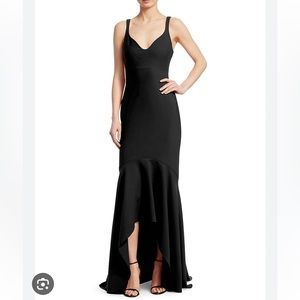 NWT Cinq à Sept Sade High-Low Mermaid Gown: black